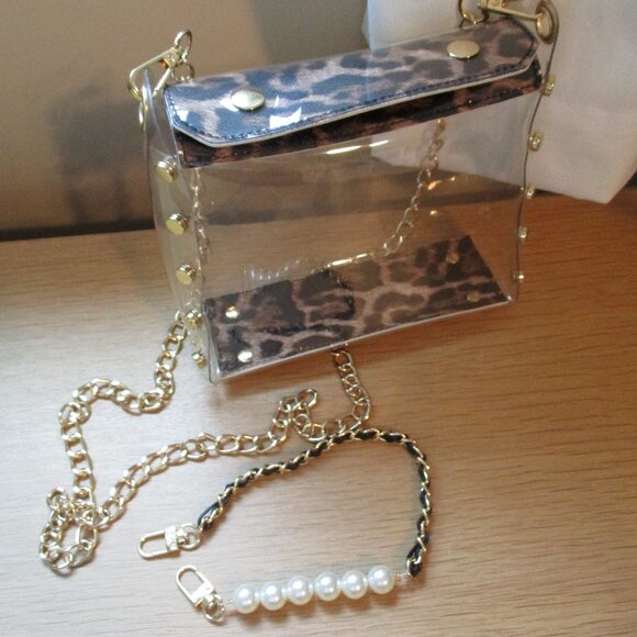 New Clear Plastic Transparent Jelly Purse Shoulder Bag Leopard Print - Picture 1 of 13